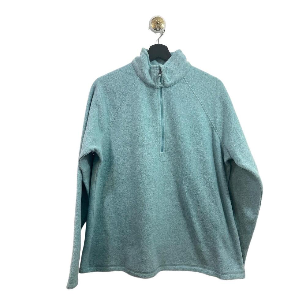 Eddie Bauer Jacket Womens Size Large Light Teal Fleece Quarter Zipper Pullover